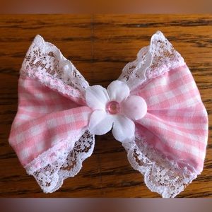 Vintage Pink Gingham Pink Rhinestone Bow Barbie